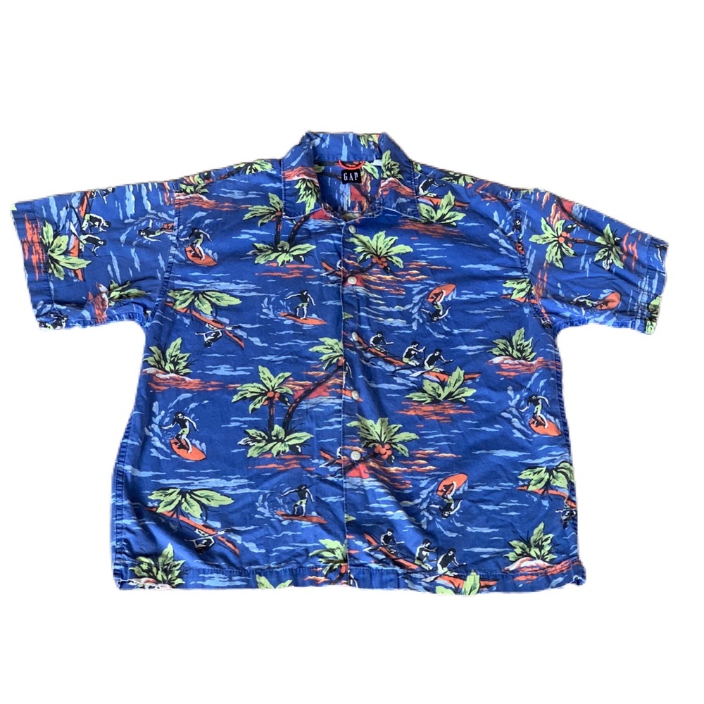 Vintage Gap blue and orange Hawaiian shirt boys XL